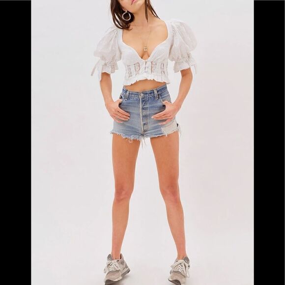 Jean Blouse, White - Picture 2 of 4